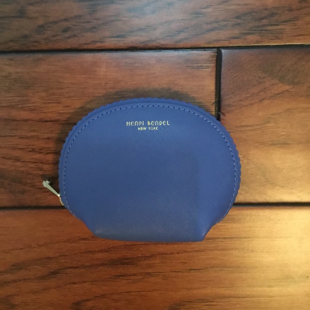 Henri Bendel Blue Scalloped Cosmetic Bag Pouch